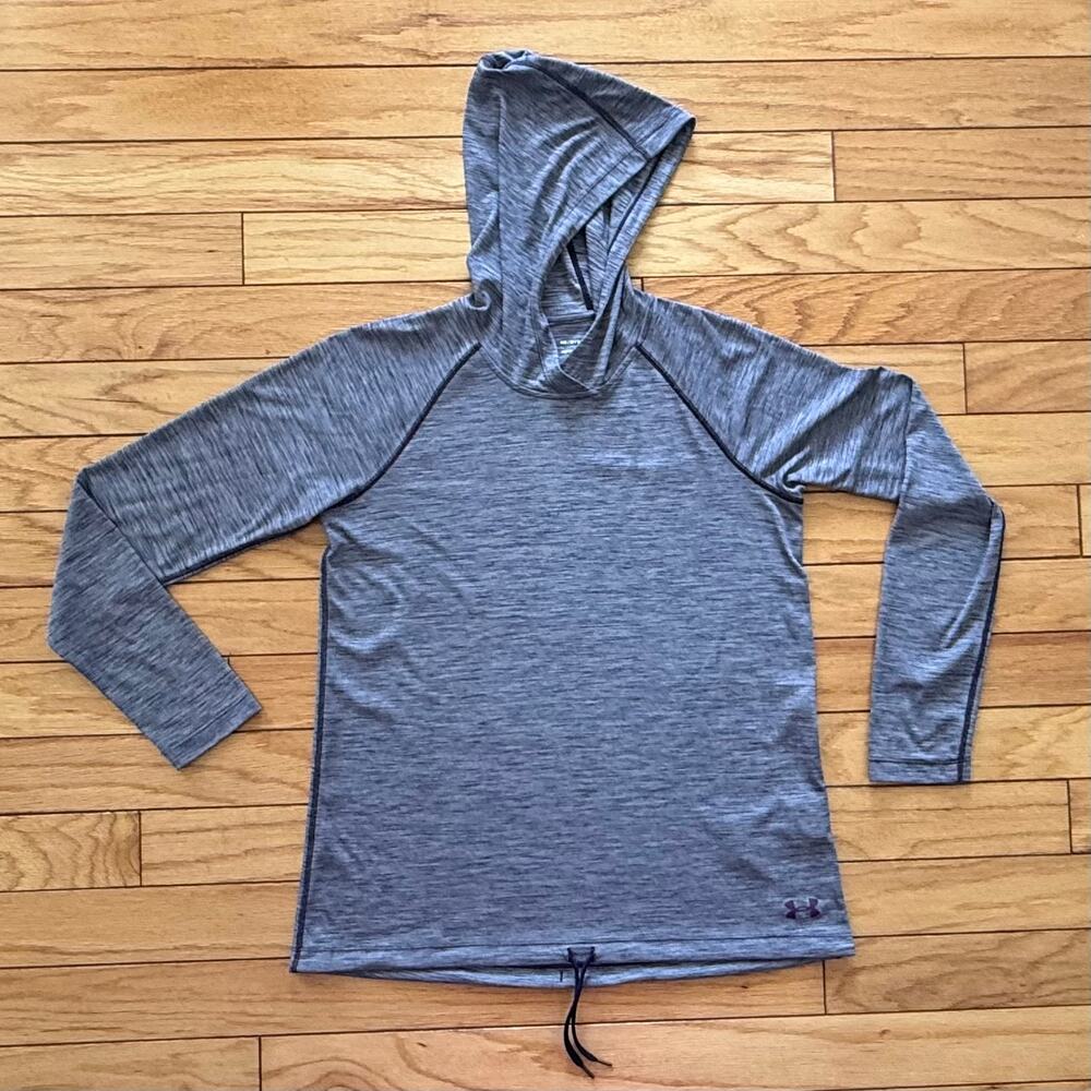Under Armour Women's HeatGear Velocity Twist Pullover Hoodie Cinch Hem Purple